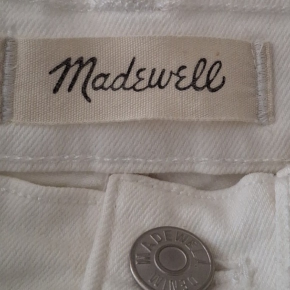 Madewell white high rise, slim crop boyjean  cropped ankle jeans raw hem 24 - Picture 3 of 11
